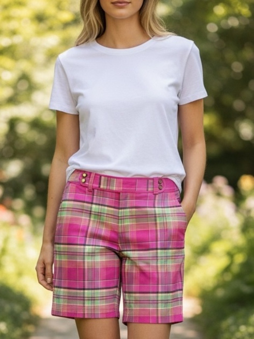 Lilly Pulitzer Plaid Palm Beach fit shorts size 12